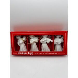 Gorham Christmas Angels Porcelain Ornaments Set of 4 White Glazed Japan Vintage
